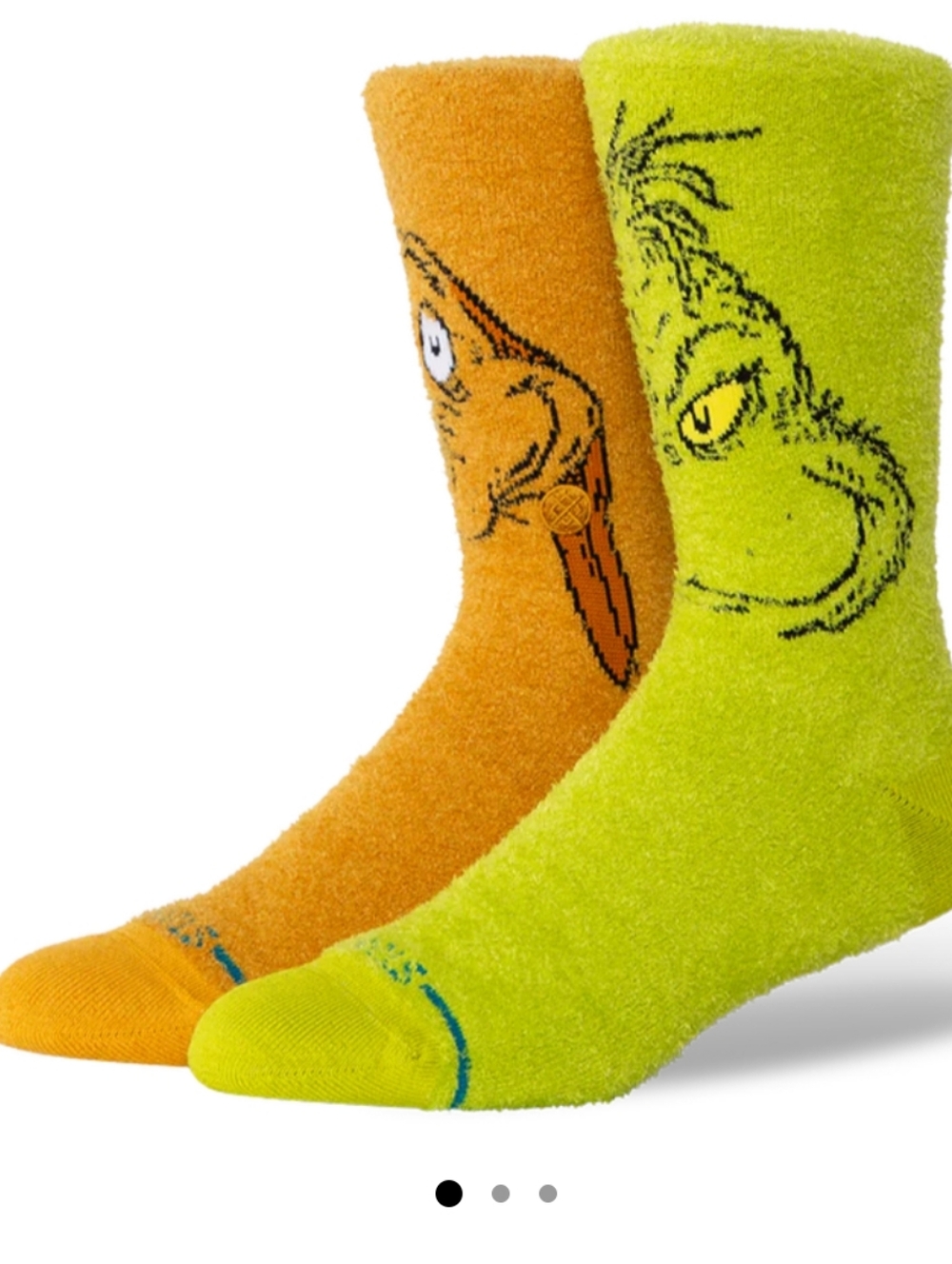 Stance The Grinch Fuzzy Crew Socks - Lime Green & Orange